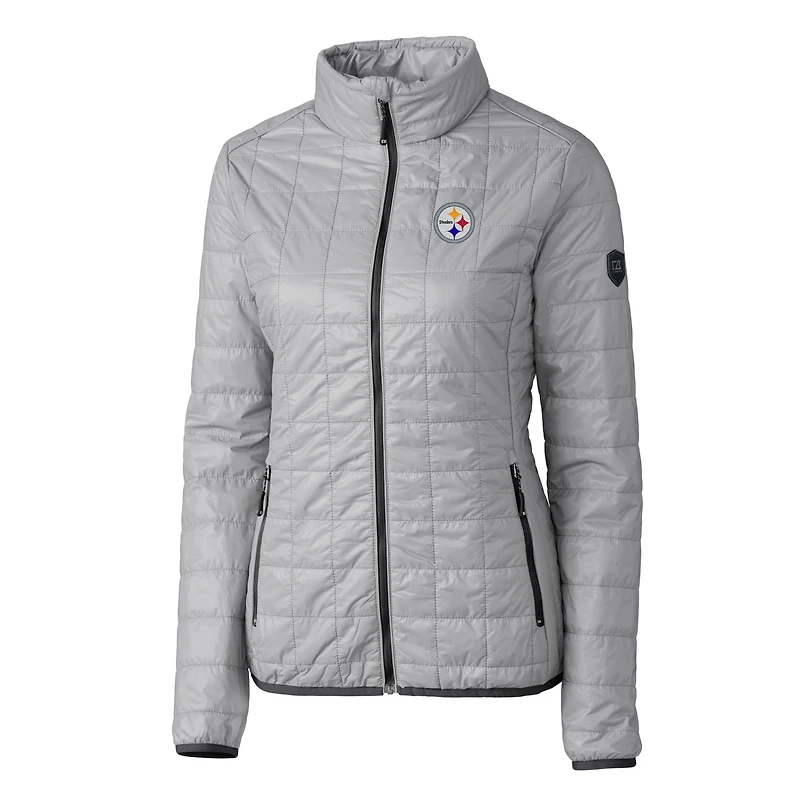 Women's Cutter & Buck Gray Pittsburgh Steelers Rainier PrimaLoft Eco Insulated Full-Zip Puffer Jacket
