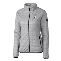 Women's Cutter & Buck Gray Pittsburgh Steelers Rainier PrimaLoft Eco Insulated Full-Zip Puffer Jacket