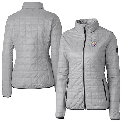 Women's Cutter & Buck Gray Pittsburgh Steelers Rainier PrimaLoft Eco Insulated Full-Zip Puffer Jacket