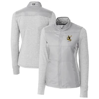 Veste coupe-vent matelassée zippée intégrale Cutter & Buck grise Pittsburgh Steelers Throwback Logo Stealth pour femme