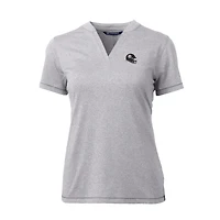 Haut à col en V extensible DryTec Forge pour femme, gris chiné, avec logo du casque des Pittsburgh Steelers, Cutter & Buck