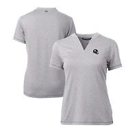 Haut à col en V extensible DryTec Forge pour femme, gris chiné, avec logo du casque des Pittsburgh Steelers, Cutter & Buck