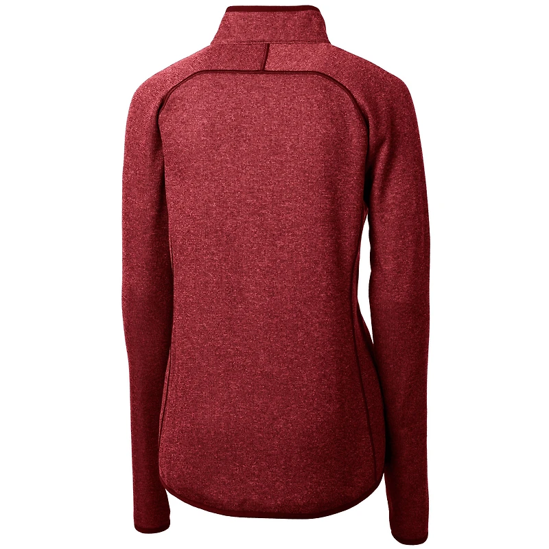 Women's Cutter & Buck Heathered Red Pittsburgh Steelers Mainsail Sweater Knit Fleece Full-Zip Jacket