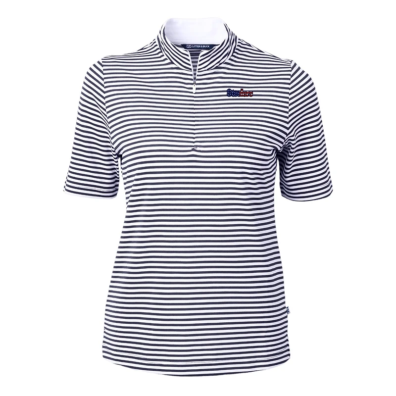 Polo recyclé à rayures DryTec Virtue Eco Pique pour femme, bleu marine, des Pittsburgh Steelers, Cutter & Buck