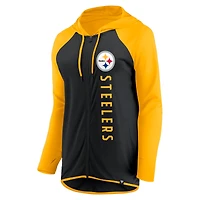 Sweat à capuche entièrement zippé Fanatics pour femmes, noir/or, Pittsburgh Steelers Forever Fan