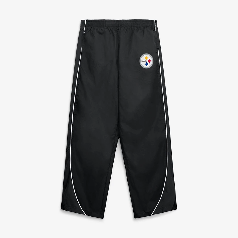 Women's Fanatics Black/White Pittsburgh Steelers Team First Backwards Lateral Nylon Pants