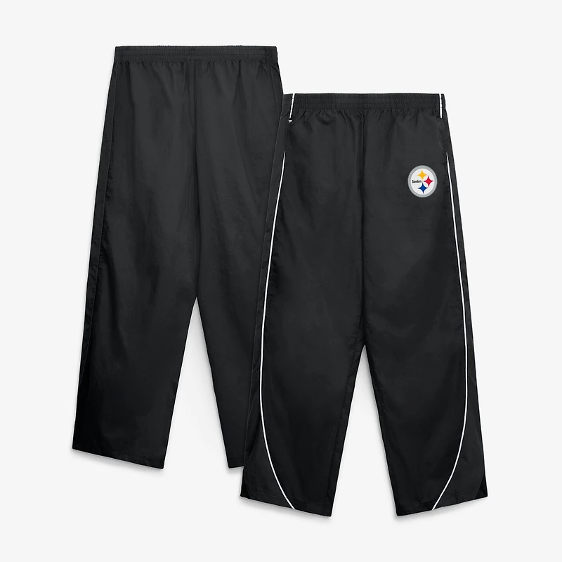 Women's Fanatics Black/White Pittsburgh Steelers Team First Backwards Lateral Nylon Pants
