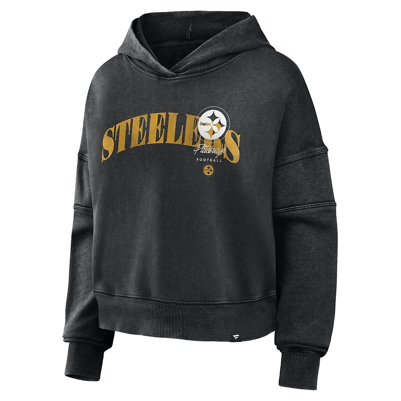 Women's Fanatics Black Pittsburgh Steelers Counter Run Pullover Hoodie