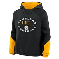 Women's Fanatics Black Pittsburgh Steelers Oversized Redzone Bubble Screen Pullover Hoodie