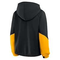 Women's Fanatics Black Pittsburgh Steelers Oversized Redzone Bubble Screen Pullover Hoodie
