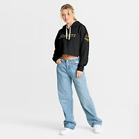 Sweat à capuche court surdimensionné noir des Pittsburgh Steelers pour femme Fanatics