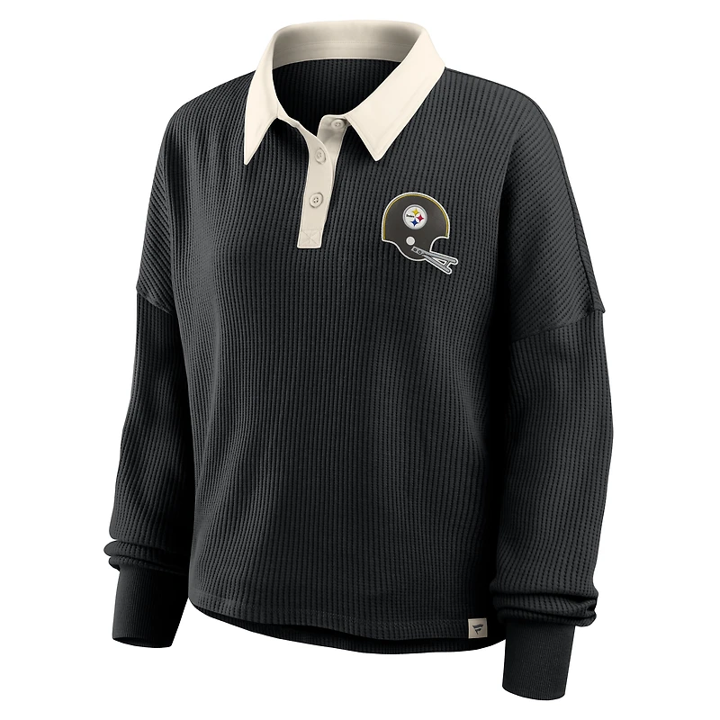 Women's Fanatics Black Pittsburgh Steelers Oversized Hometown Premium Thermal Long Sleeve Shirt