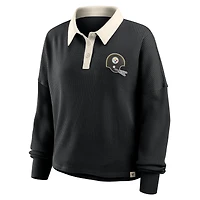 Women's Fanatics Black Pittsburgh Steelers Oversized Hometown Premium Thermal Long Sleeve Shirt