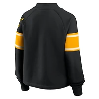Women's Fanatics Black Pittsburgh Steelers Oversized Hometown Toss Sweep Mock Neck Pullover