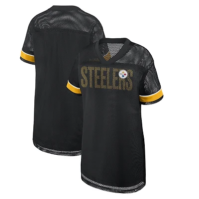 Robe oversize en maille à col V noire Pittsburgh Steelers pour femme (Fanatics)