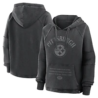 Women's Fanatics Black Pittsburgh Steelers Oversized Raglan Gridiron Hoodie