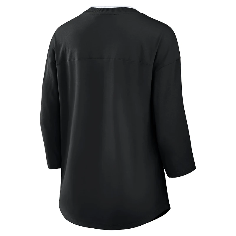 Women's Fanatics Black Pittsburgh Steelers Plus Deceptive Juke 3/4-Sleeve V-Neck T-Shirt