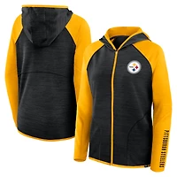 Sweat à capuche zippé complet taille plus pour femme Fanatics Black Pittsburgh Steelers End Around Pass