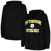 Women's Fanatics Black Pittsburgh Steelers Plus Heart & Soul V-Neck Hoodie