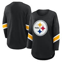 Women's Fanatics Black Pittsburgh Steelers Plus Redzone 3/4-Sleeve Scoop Neck T-Shirt