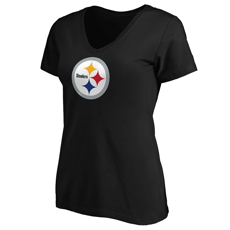 Women's Fanatics Black Pittsburgh Steelers Primary Logo V-Neck T-Shirt