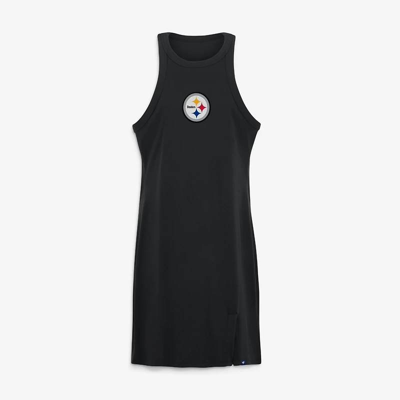 Robe sans manches côtelée tri-blend noire Pittsburgh Steelers de Fanatics pour femmes