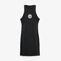 Robe sans manches côtelée tri-blend noire Pittsburgh Steelers de Fanatics pour femmes