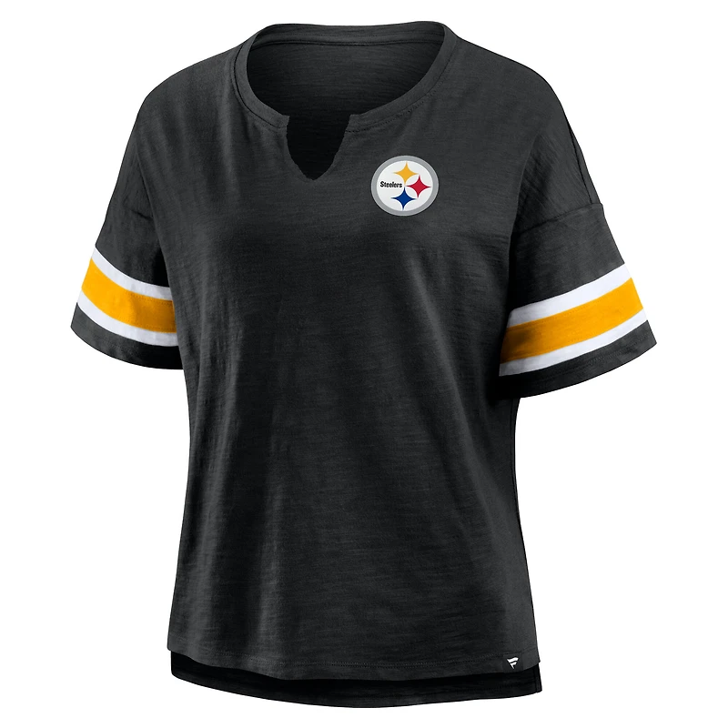 Women's Fanatics Black Pittsburgh Steelers Redzone Curl Route T-Shirt