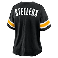 T-shirt Fanatics noir pour femme des Pittsburgh Steelers Redzone Curl Route
