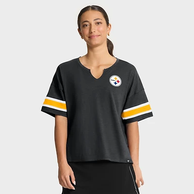T-shirt Fanatics noir pour femme des Pittsburgh Steelers Redzone Curl Route