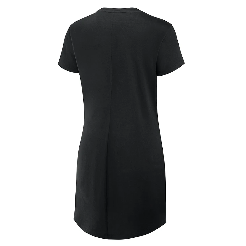 Women's Fanatics Black Pittsburgh Steelers Ruched Drape T-Shirt Dress