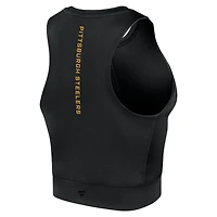 Women's Fanatics Black Pittsburgh Steelers Studio Fitted Gym Tank Top