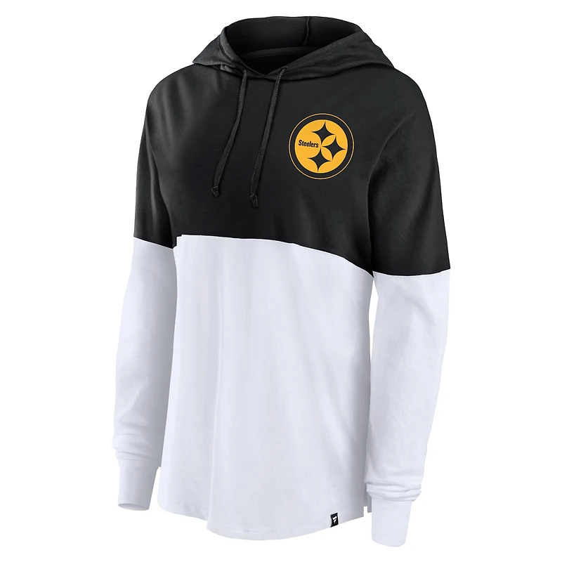 Women's Fanatics College Black/White Pittsburgh Steelers Backup Option Hoodie Long Sleeve T-Shirt