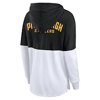 T-shirt à capuche manches longues Fanatics College pour femmes, noir/blanc, Pittsburgh Steelers Backup Option