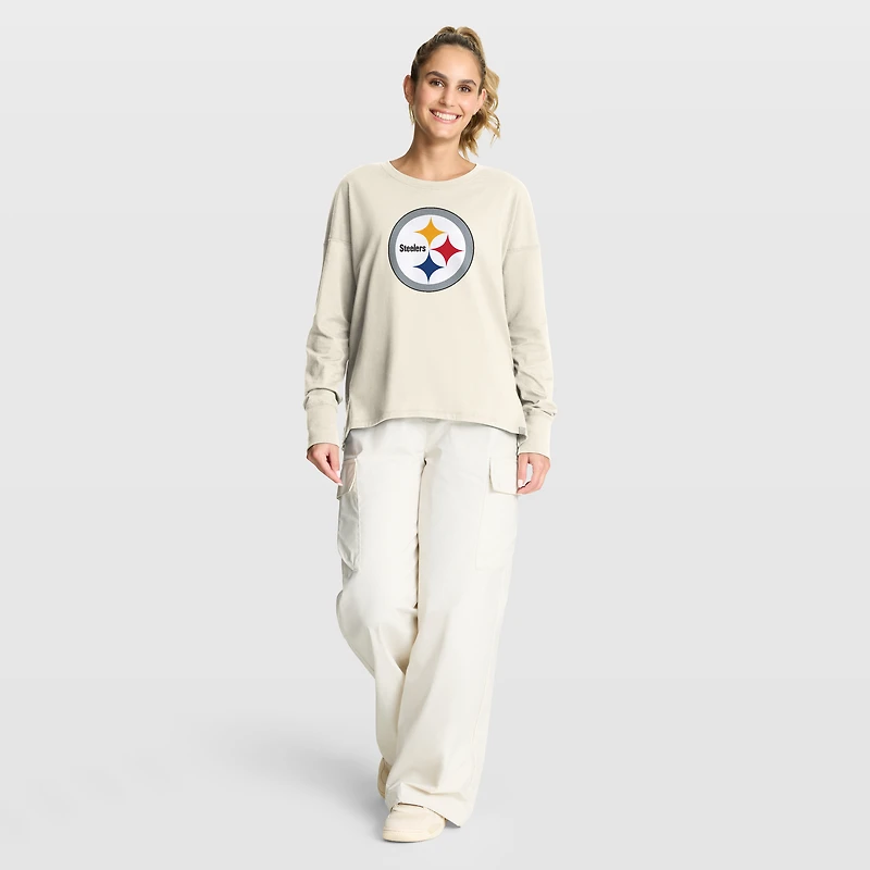 T-shirt à manches longues pour femme Fanatics Cream Pittsburgh Steelers Dove Legacy