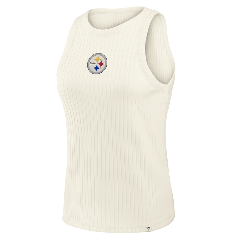 Women's Fanatics Cream Pittsburgh Steelers Star Play Tri-Blend Ribbed Tank Top