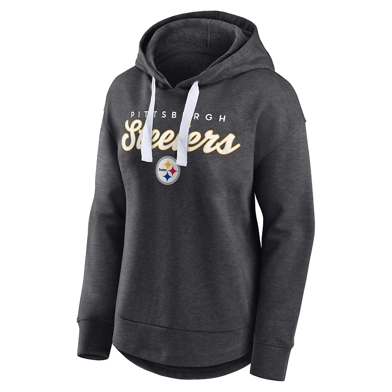 Women's Fanatics Heather Charcoal Pittsburgh Steelers Set To Fly Pullover Hoodie