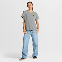 T-shirt Henley surdimensionné gris chiné Fanatics pour femme des Pittsburgh Steelers, couleur Hometown Premium