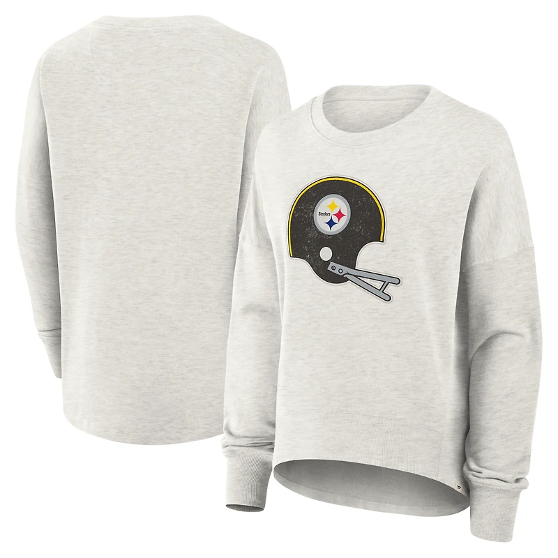 Women's Fanatics Heather Gray Pittsburgh Steelers Oversized Hometown Pullover Sweatshirt