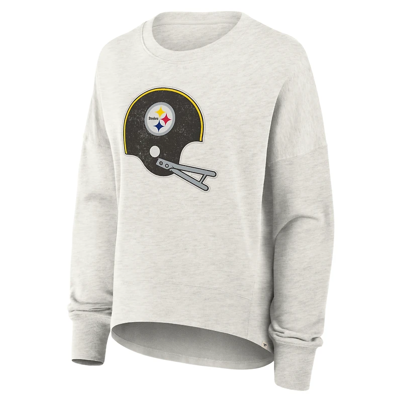 Women's Fanatics Heather Gray Pittsburgh Steelers Oversized Hometown Pullover Sweatshirt