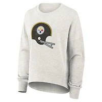Women's Fanatics Heather Gray Pittsburgh Steelers Oversized Hometown Pullover Sweatshirt