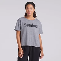T-shirt boxy tri-blend gris chiné Fanatics pour femme des Steelers de Pittsburgh