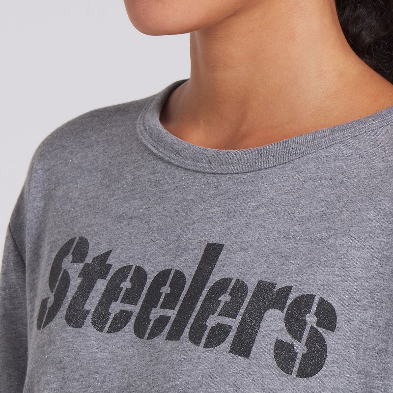 T-shirt boxy tri-blend gris chiné Fanatics pour femme des Steelers de Pittsburgh