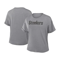 T-shirt boxy tri-blend gris chiné Fanatics pour femme des Steelers de Pittsburgh