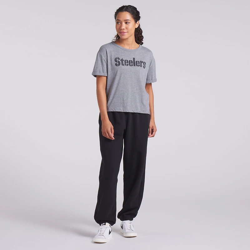 Women's Fanatics Heather Gray Pittsburgh Steelers Tri-Blend T-Shirt