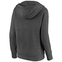 Women's Fanatics Heathered Charcoal Pittsburgh Steelers First String V-Neck Pullover Hoodie