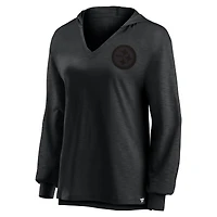 Women's Fanatics  Pittsburgh Steelers Blackout Slub Hoodie V-Neck Long Sleeve T-Shirt