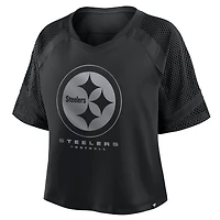 Women's Fanatics Pittsburgh Steelers Oversized Raglan V-Neck Blackout Fashion Jersey