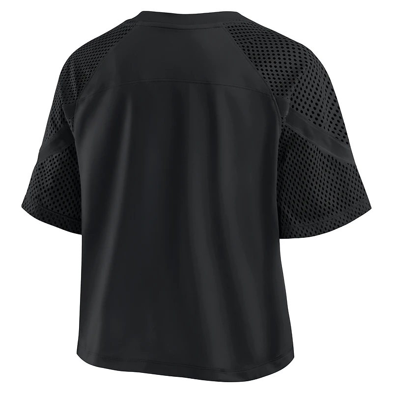 Women's Fanatics Pittsburgh Steelers Oversized Raglan V-Neck Blackout Fashion Jersey