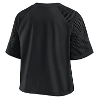 Women's Fanatics Pittsburgh Steelers Oversized Raglan V-Neck Blackout Fashion Jersey